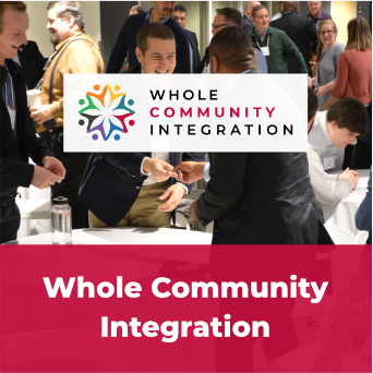 A clickable tile displaying the words 'Whole Community Integration' and the whole community integration branch's logo