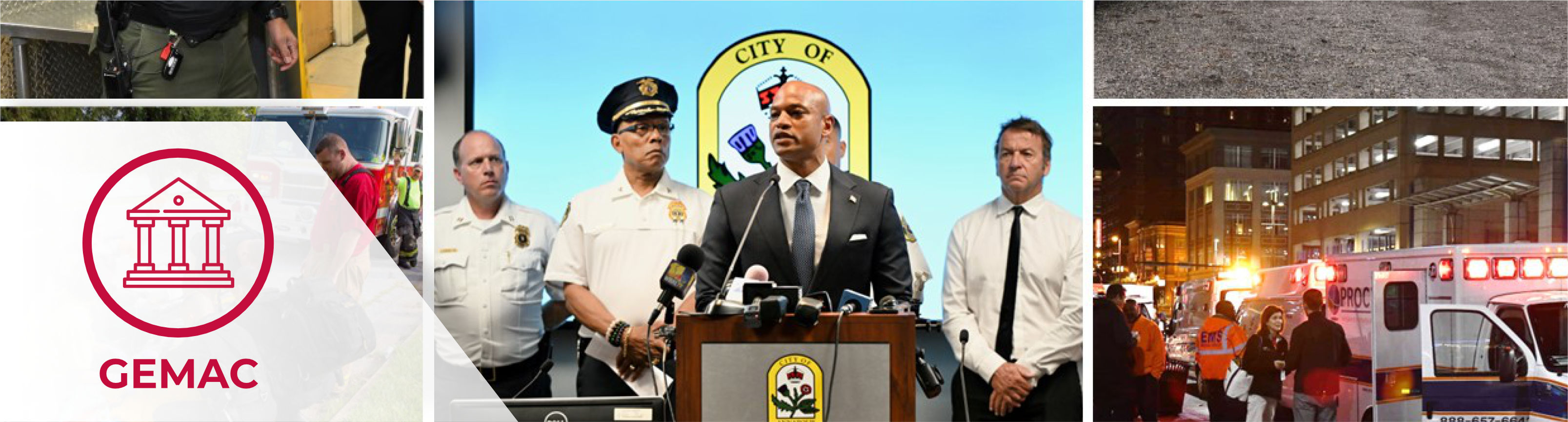 A header image featuring members of the emergency management advisory council talking at a table, with the acronym "GEMAC"